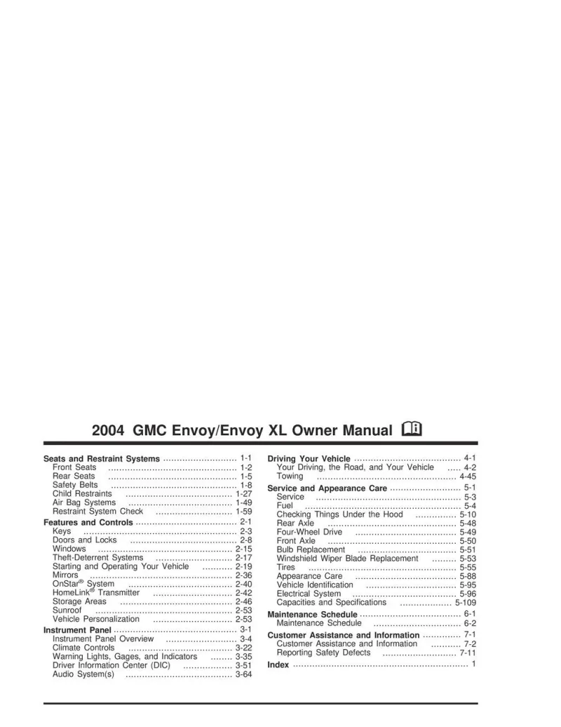 2004 GMC Envoy Owner’s Manual owner's manual 2004 GMC Envoy Owner’s Manual owner's manual
