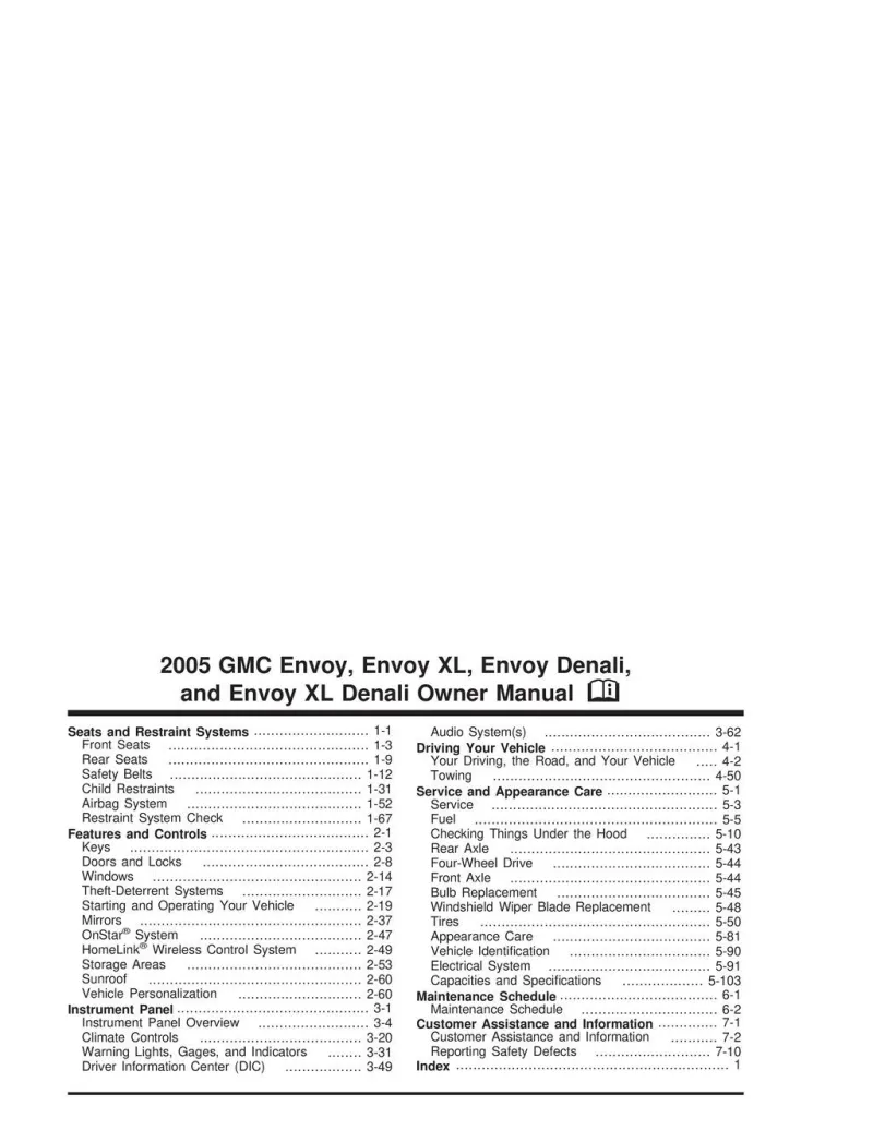 2005 GMC Envoy Owner’s Manual owner's manual 2005 GMC Envoy Owner’s Manual owner's manual