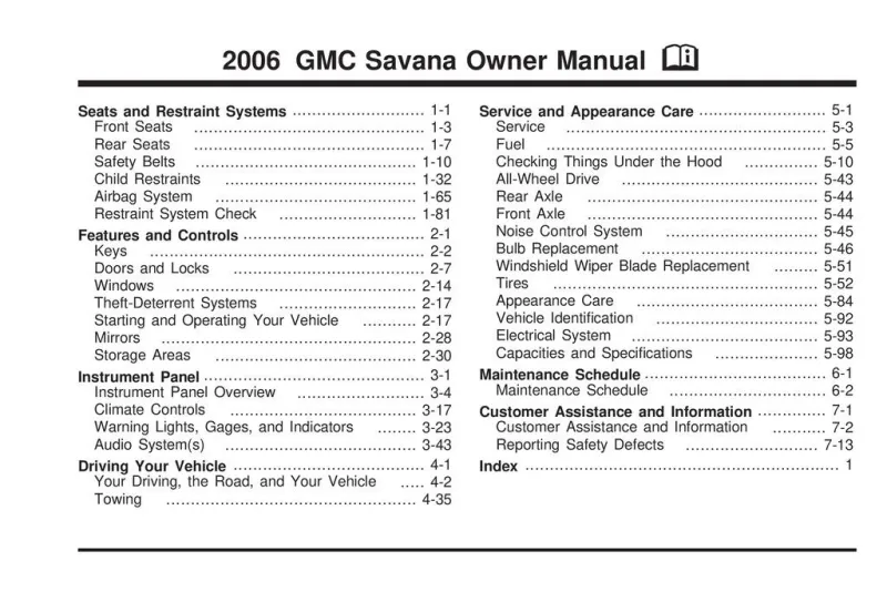 2006 GMC Savana Owner’s Manual