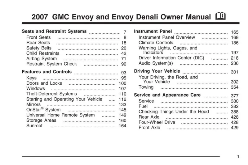 2007 GMC Envoy Owner’s Manual owner's manual 2007 GMC Envoy Owner’s Manual owner's manual