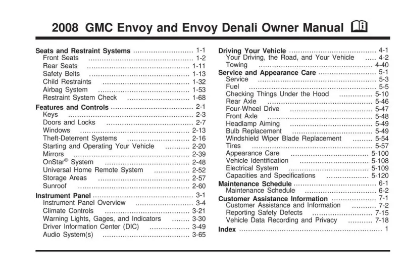 2008 GMC Envoy Owner’s Manual owner's manual 2008 GMC Envoy Owner’s Manual owner's manual