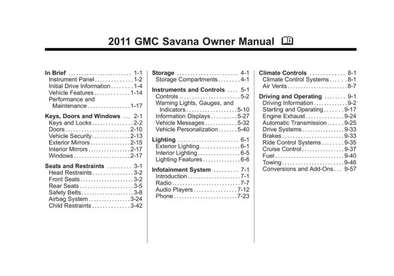 2011 GMC Savana Owner’s Manual owner's manual